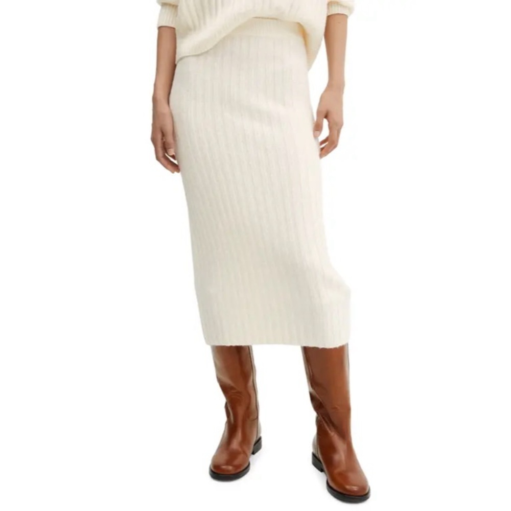 Universal Thread Womens Black Ribbed Elastic Waist Midi Skirt